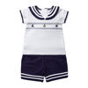 Rock a Bye Baby 2 Piece Short Set: Navy Nautical 0-3M