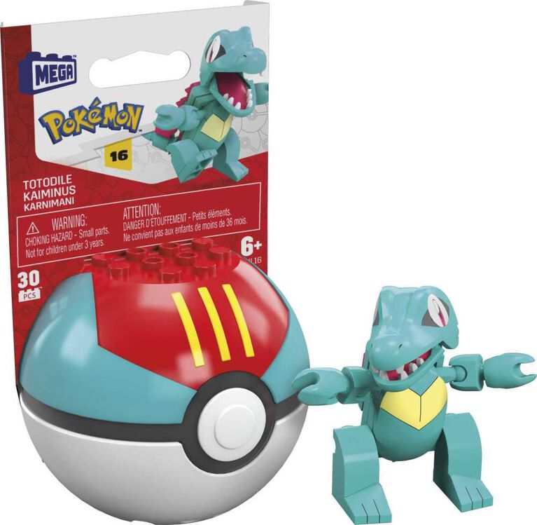 MEGA Pokemon Totodile building set with 30 pieces and Poke Ball
