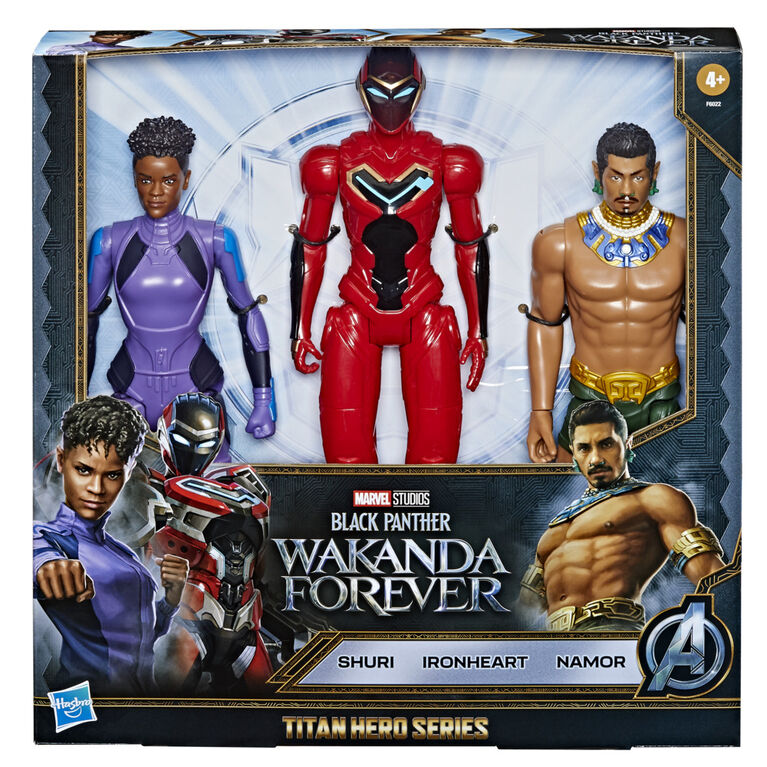 Marvel Studios' Black Panther Wakanda Forever Titan Hero Series, Action Figure Pack with Shuri, Ironheart, and Namor - R Exclusive