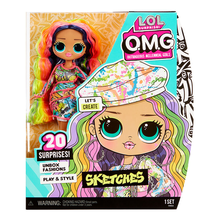 LOL Surprise OMG Sketches Fashion Doll with 20 Surprises