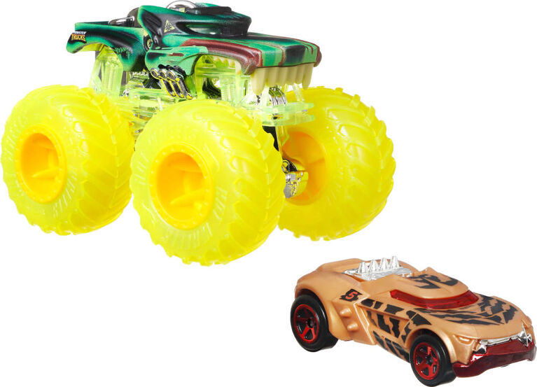 Hot Wheels Monster Truck & Car, 1:64 Scale Die-Cast Truck & Car (2 Vehicles) (Styles May Vary)