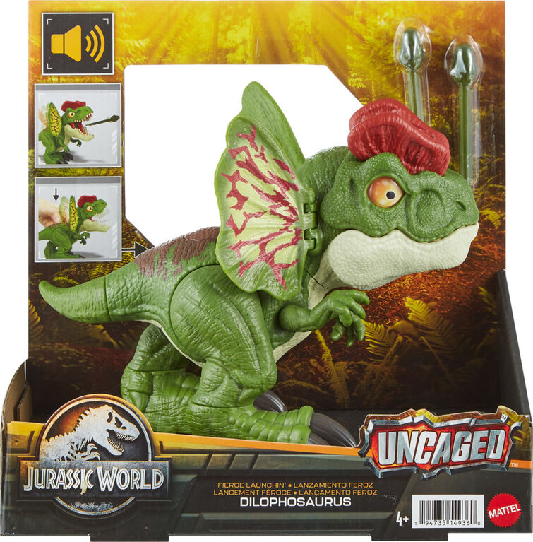 Jurassic World Dinosaur Sound Toy, Uncaged Fierce Launchin Dilophosaurus Figure