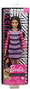 Barbie Fashionistas Doll #147 with Long Brunette Hair Wearing Striped Dress, Orange Shoes & Necklace