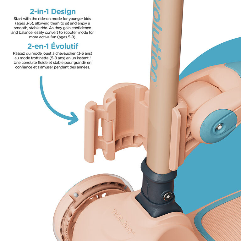Yvolution Glider 2in1 3-wheel Scooter & Ride-On - Peach-Blue