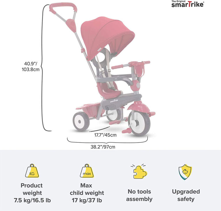 smarTrike Breeze Plus Tricycle 4 en 1 pour enfants de 1, 2 et 3 ans Rouge