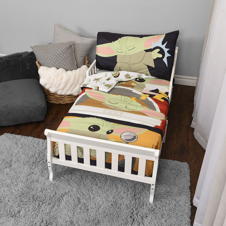 Star Wars The Mandalorian 3 Piece Toddler Bedding Set with Reversible Comforter, Fitted Sheet and Pillowcase by Nemcor