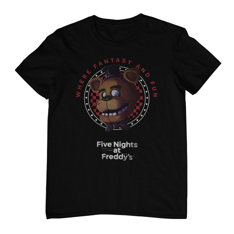Five Nights at Freddy's Where Fantasy and Fun- Black T-Shirt