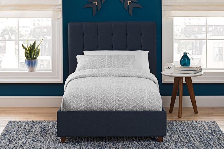 DHP Emily Upholstered Twin Bed - Navy