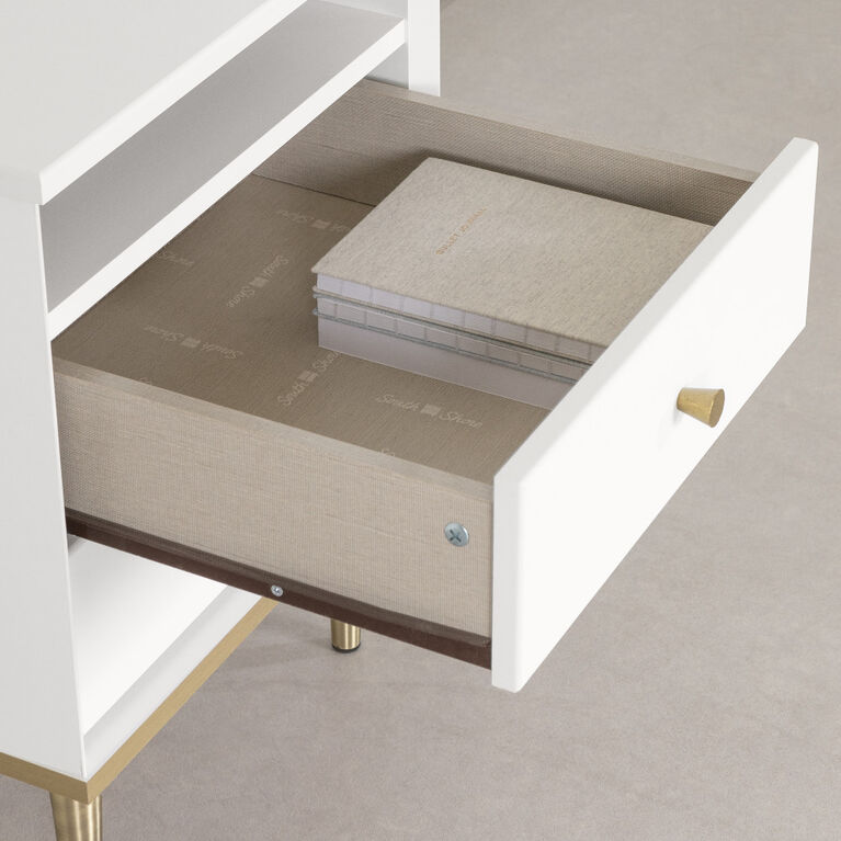 Dylane Table de chevet 2 tiroirs Blanc solide