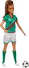 Barbie Soccer Doll, Brunette, #16 Uniform, Soccer Ball, Cleats, Socks, 3 & Up