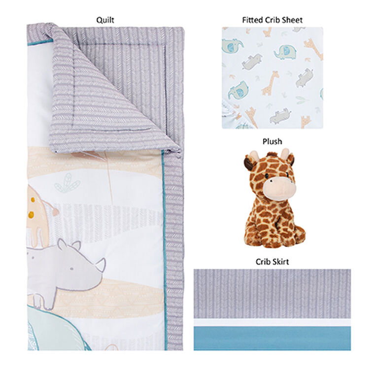 Sammy & Lou 4 Piece Crib Bedding Set - Safari Babies