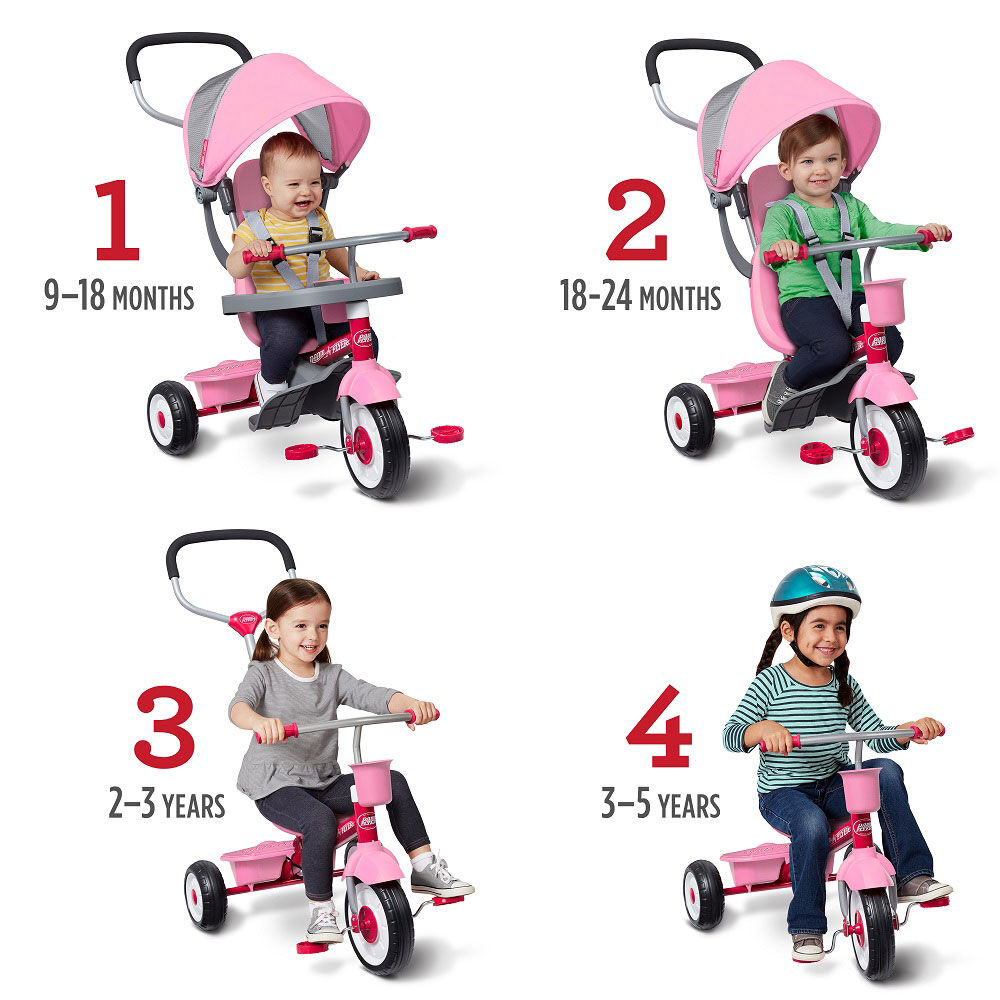 Pink radio flyer top tricycle 4 in 1