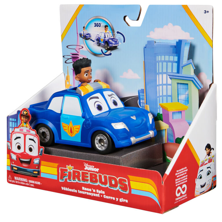 Disney Junior Firebuds, Jayden and Piston Toy Car with Pull Back Feature and Donut Drift Action