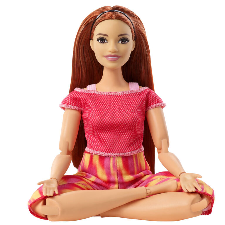 Barbie Made to Move Doll, Curvy, with 22 Flexible Joints & Long Straight Red Hair Wearing