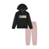 PUMA - Kids Pullover Hoodie & Jogger Set Black Heather