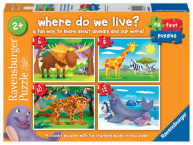 Ravensburger Mes Premiers Puzzles, Où Vivons-Nous? (Casse-têtes de 6, 8, 10 et 12 pièces) - Édition anglaise