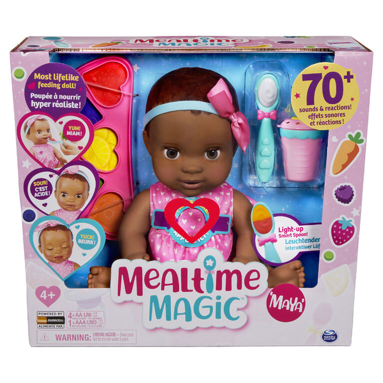 Mealtime Magic Maya, Interactive Feeding Baby Doll, Recognizes Over 50 Foods with Lifelike Reactions and Over 70 Sounds