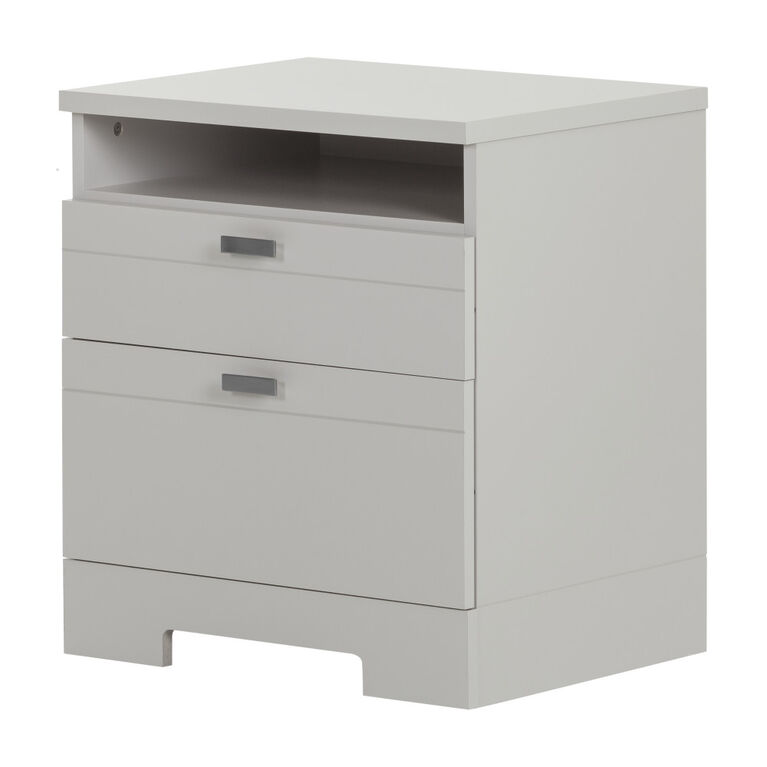 Reevo Nightstand w/Drawers Soft Gray