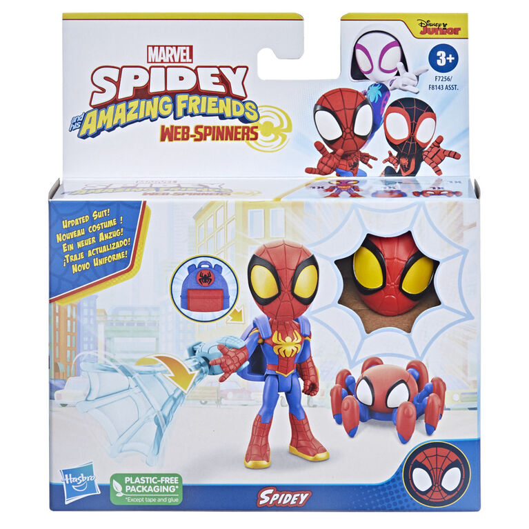 Marvel Spidey et ses Amis Extraordinaires Web-Spinners, figurine Spidey avec accessoires et toile rotative