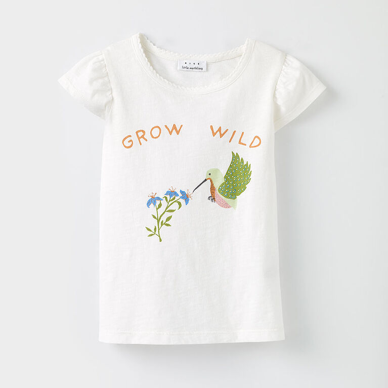 all aflutter tee, 4-5y - white print