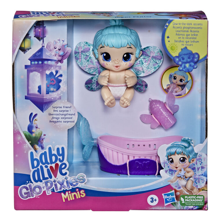 Baby Alive mini-poup&eacute;e GloPixies Aqua Flutter, poup&eacute;e de f&eacute;e phosphorescente
