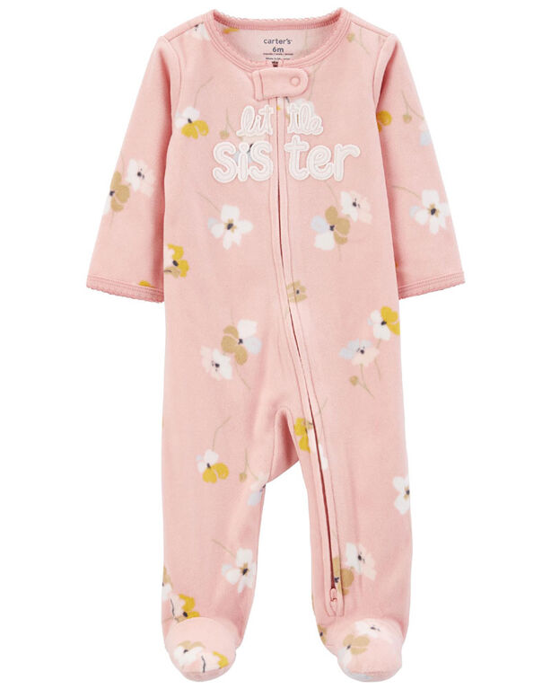 Carter's Little Sister Zip Up Fleece Sleep And Play Pink  3M