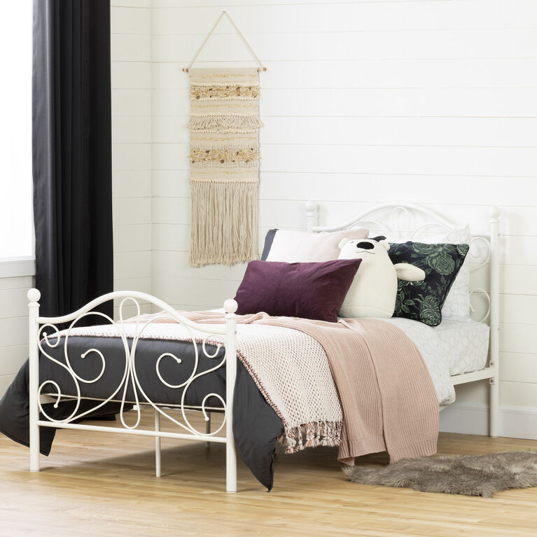 Summer Breeze Lit de métal plateforme complet Simple Blanc solide