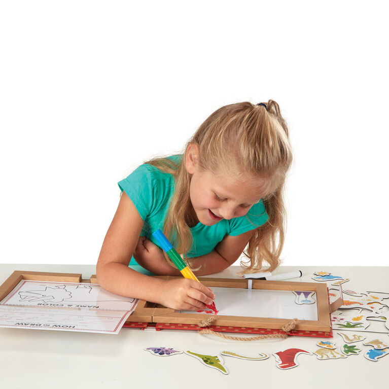 Melissa & Doug Natural Play: jouer, dessiner, créer un kit de dessin et d'aimants réutilisables - Dinosaures (41 aimants, 5 marqueurs effaçables à sec)