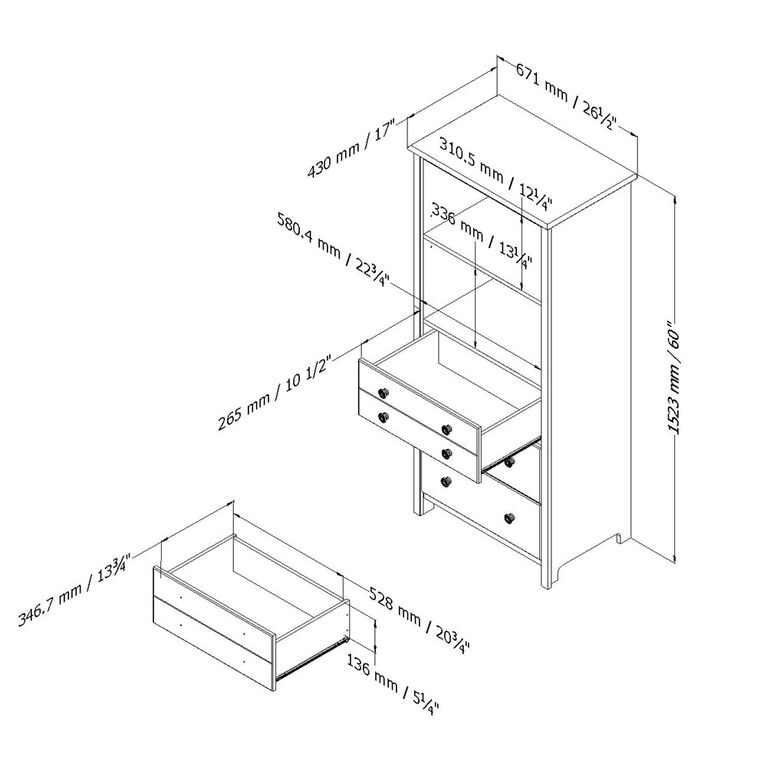 Little Smileys Shelving Unit with Drawers- Pure White