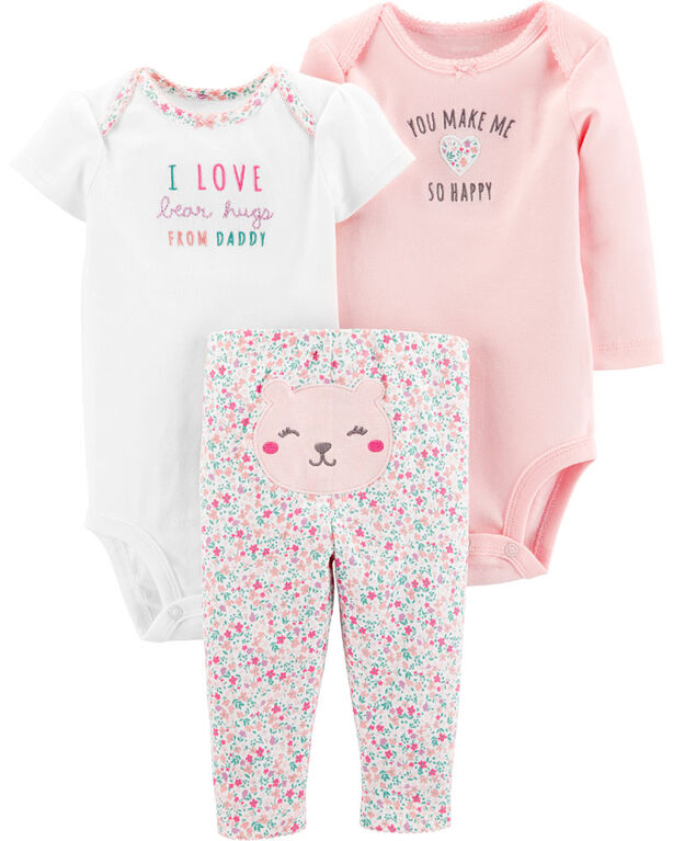 Ensemble 3 pièces fleuri Little Character Carter's - rose, nouveau-né