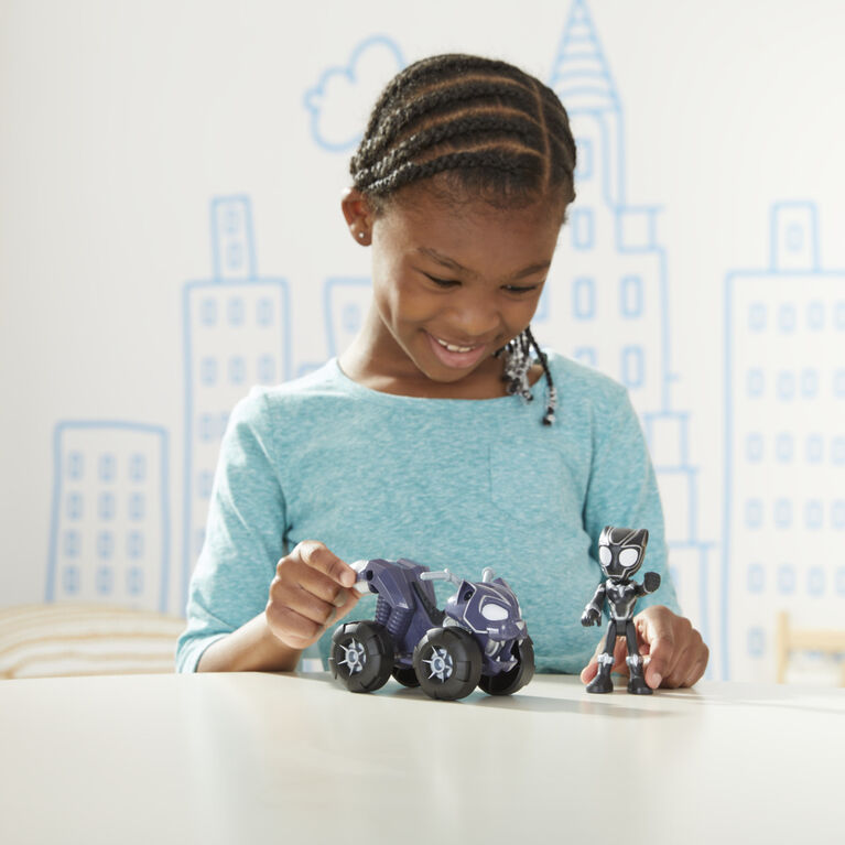 Marvel Spidey and His Amazing Friends Black Panther Action Figure And Panther Patroller Vehicle