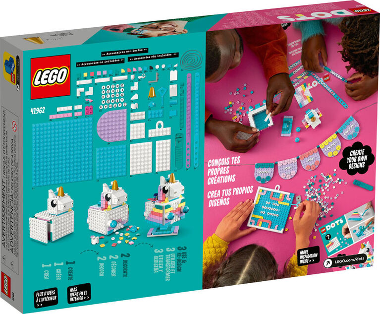 LEGO DOTS Ensemble créatif familial Licorne 41962 Ensemble de création artisanale (707 pièces) - Notre exclusivité