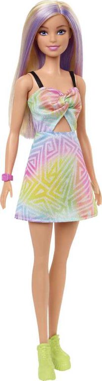 Barbie- Fashionistas- Poupée 190, mèches mauves, robe combishort