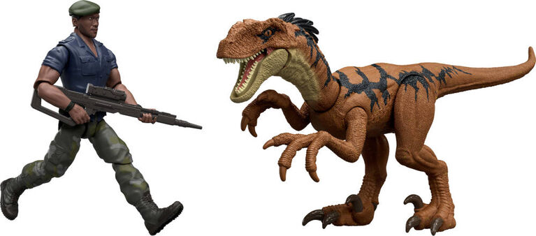 Jurassic World Rebirth Duncan Kincaid & Velociraptor Figures Pack, 3.75-inch Scale