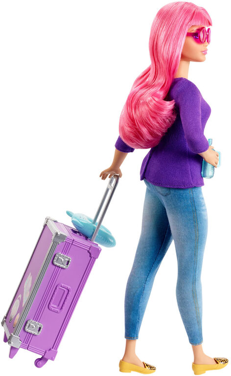 Barbie Daisy Doll, Pink Hair, with Kitten, Guitar, Opening Suitcase, Stickers and 9 Accessories