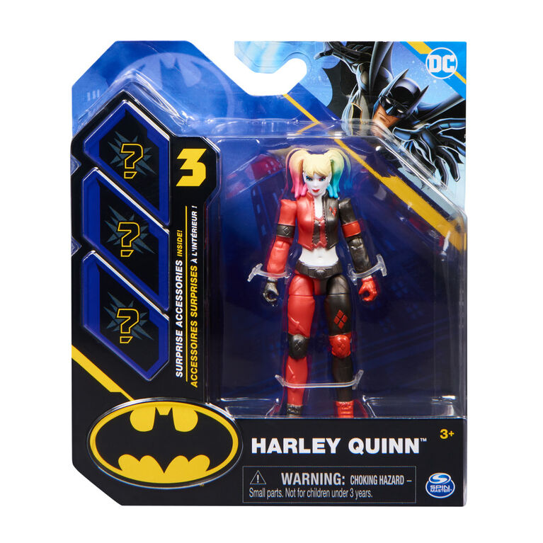 DC Comics, 4-inch Harley Quinn Action Figure with 3 Mystery Accessories, Batman Kids Toys