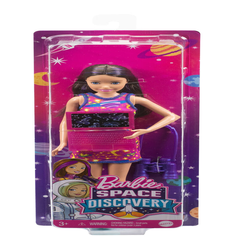 Barbie Space Discovery Skipper Doll with Night Binoculars & Laptop Wearing Dress with Planetary Print - R Exclusive