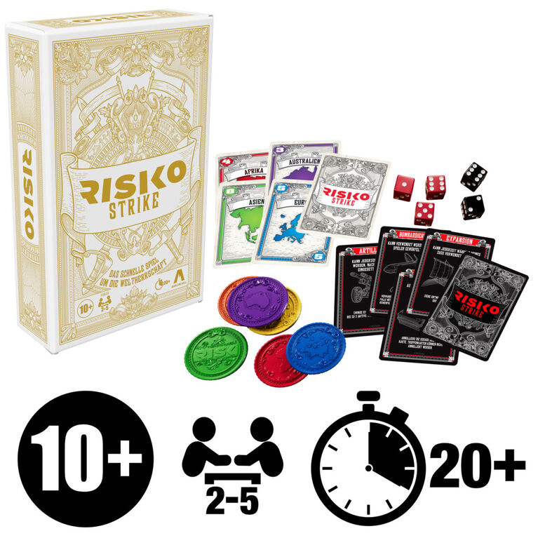 Risk Strike, jeu de cartes et de dés, jeu de cartes de stratégie rapide pour 2 à 5 joueurs