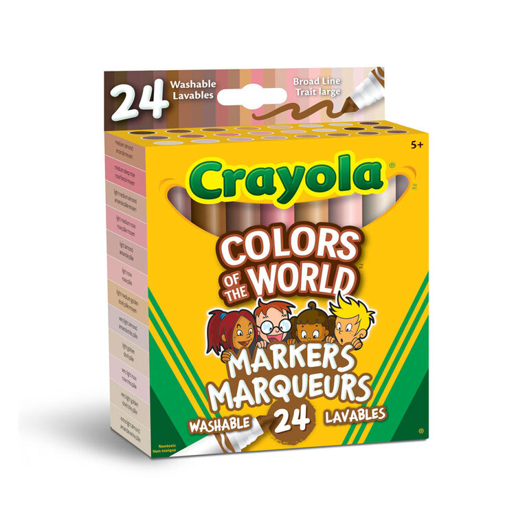 Crayola Colors of the World Skin Tone Broad Line Markers, 24 Count