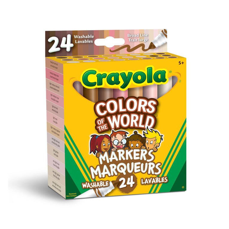 Marqueurs à trait large aux couleurs de la peau Colors of the World Crayola, boîte de 24