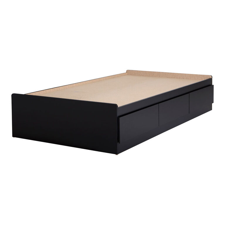 South Shore Fusion Twin Mates Bed (39") with 3 Drawers, Pure Black