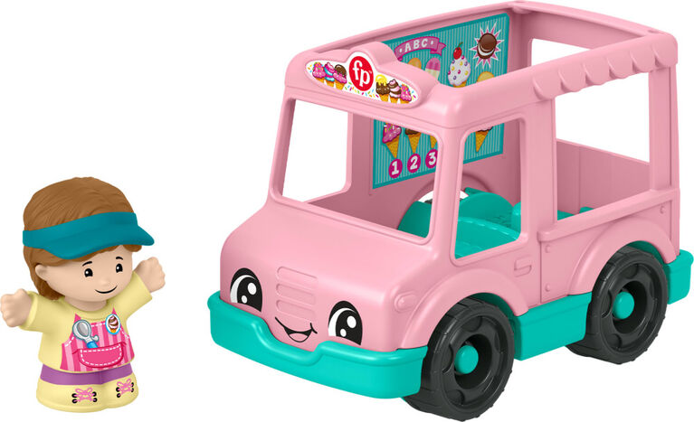 Fisher-Price Little People Ice Cream Truck, Push-Along Toy Vehicle & Figure for Toddlers & Kids
