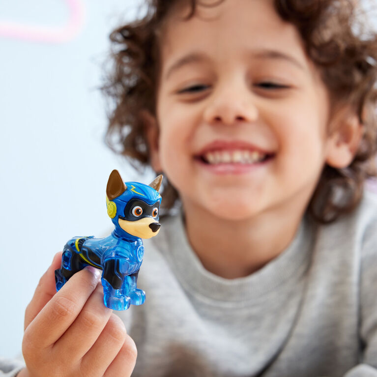 PAW Patrol : La Super Patrouille le film, Voiture avec figurine articulée  Chase Super-Chiots, sons et lumières, jouets pour filles et garçons camion  partir de 3 ans Chase figurine articulée 