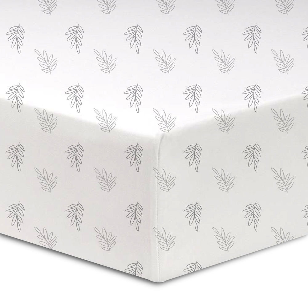 Koala Baby - 1 Piece Percale Sheet Grey Feuille