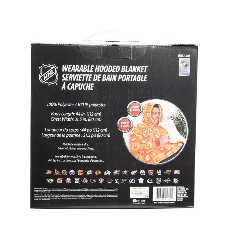 Couverture portable surdimensionnée à capuchon en sherpa des Flames de Calgary de la LNH taille unique