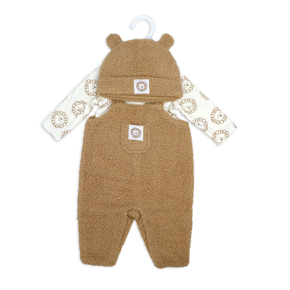 Baby Mode 3 Piece Sherpa Jumper Set: Brown Lion