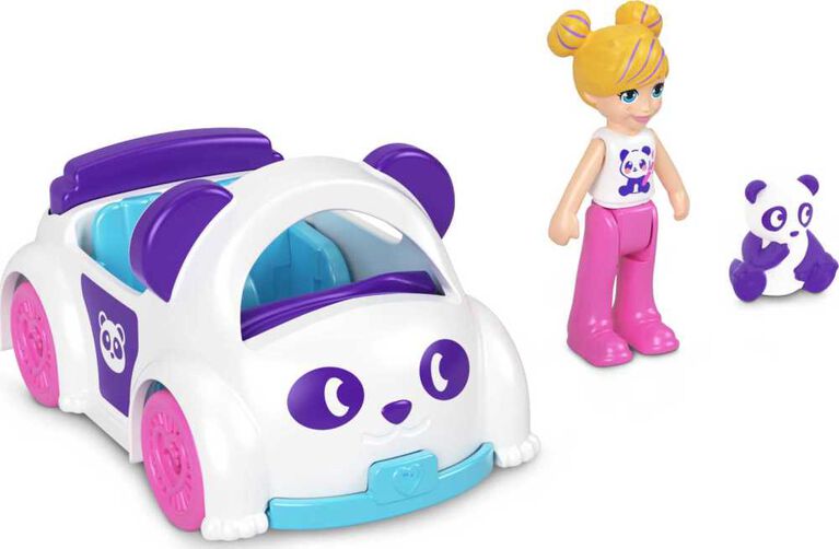 Polly Pocket Micro Doll with PandaThemed Diecast Car and Mini Pet