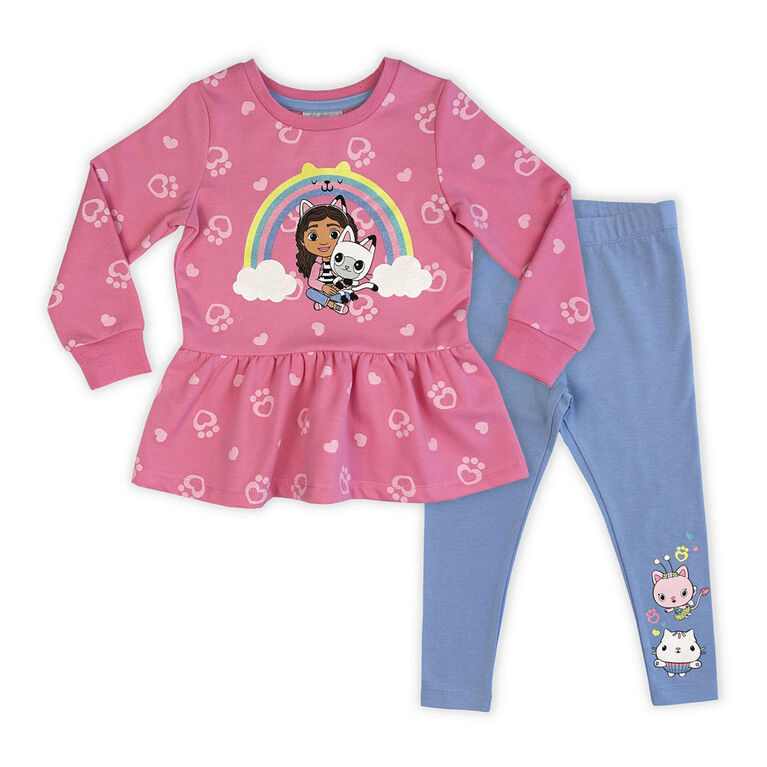Gabby 2 Piece Set Tunic & Legging - Pink/Blue 