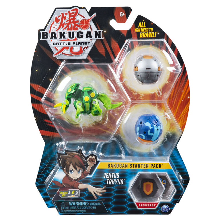 Bakugan Starter Pack 3-Pack, Ventus Trhyno, Collectible Action Figures