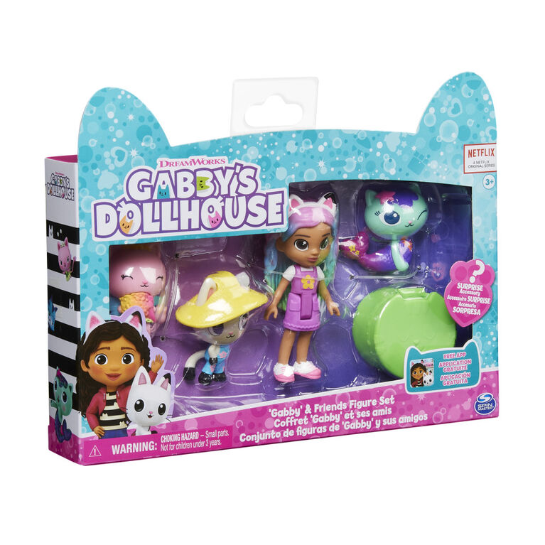 Gabby's Dollhouse, Gabby and Friends Figure Set with Rainbow Gabby Doll